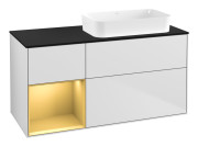 Тумба під раковину Villeroy & Boch Finion 120х50,1 см с подсветкой МДФ білий матовий лак/скло чорне матове G682HFMT