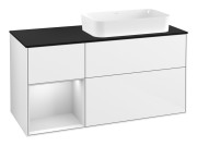 Тумба под раковину Villeroy & Boch Finion 120х50,1 см с подсветкой МДФ глянцевый белый лак/стекло черное матовое G682MTGF