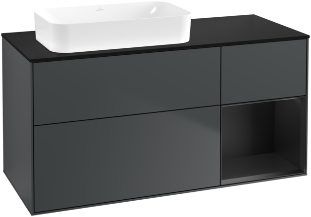 Тумба под раковину Villeroy & Boch Finion 120х50,1 см с подсветкой МДФ темно-синий матовый лак/стекло черное матовое G692PDHG