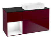 Тумба під раковину Villeroy & Boch Finion 120х50,1 см із підсвічуванням МДФ півонія матовий лак/скло чорне матове G682GFHB