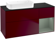 Тумба под раковину Villeroy & Boch Finion 120х50,1 см с подсветкой МДФ пион матовый лак/стекло черное матовое G692GMHB