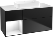 Тумба под раковину Villeroy & Boch Finion 120х50,1 см с подсветкой МДФ черный матовый лак/стекло белое матовое F701GFPD