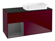 Тумба под раковину Villeroy & Boch Finion 120х50,1 см с подсветкой МДФ пион матовый лак/стекло черное матовое G682GKHB