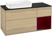 Тумба під раковину Villeroy & Boch Finion 120х50,1 см із підсвічуванням МДФ шпон дуба/скло чорне матове G692HBPC