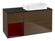 Тумба під раковину Villeroy & Boch Finion 120х50,1 см із підсвічуванням МДФ шпон волоського горіха/скло чорне матове G682HBGN