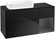 Тумба под раковину Villeroy & Boch Finion 120х50,1 см с подсветкой МДФ черный матовый лак/стекло черное матовое G692HGPD