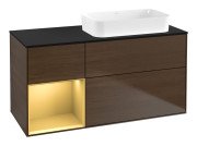 Тумба под раковину Villeroy & Boch Finion 120х50,1 см с подсветкой МДФ шпон грецкого ореха/стекло черное матовое G682HFGN