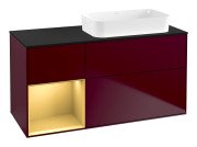 Тумба под раковину Villeroy & Boch Finion 120х50,1 см с подсветкой МДФ пион матовый лак/стекло черное матовое G682HFHB