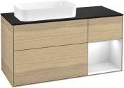 Тумба під раковину Villeroy & Boch Finion 120х50,1 см із підсвічуванням МДФ шпон дуба/скло чорне матове G692MTPC