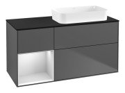 Тумба под раковину Villeroy & Boch Finion 120х50,1 см с подсветкой МДФ антрацит матовый лак/стекло черное матовое G682MTGK