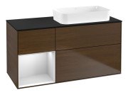 Тумба под раковину Villeroy & Boch Finion 120х50,1 см с подсветкой МДФ шпон грецкого ореха/стекло черное матовое G682MTGN