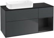 Тумба під раковину Villeroy & Boch Finion 120х50,1 см із підсвічуванням МДФ темно-синій матовий лак/скло чорне матове G692PDHG