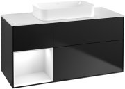 Тумба під раковину Villeroy & Boch Finion 120х50,1 см із підсвічуванням МДФ чорний матовий лак/скло біле матове F701GFPD
