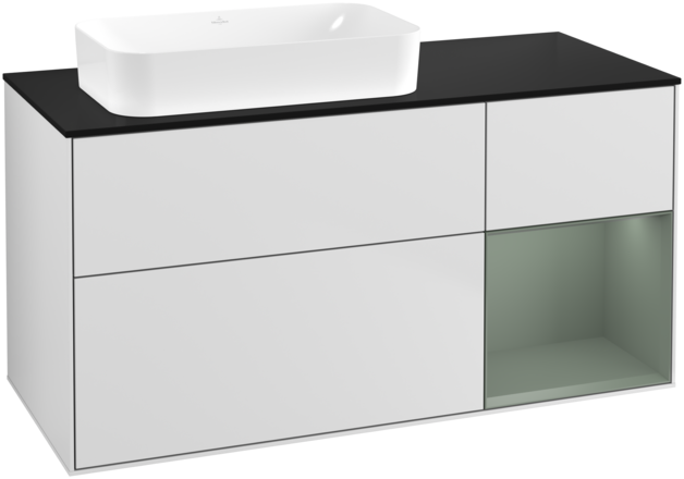 Тумба під раковину Villeroy & Boch Finion 120х50,1 см із підсвічуванням МДФ білий матовий лак/скло чорне матове G692GMMT