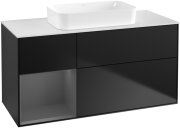 Тумба під раковину Villeroy & Boch Finion 120х50,1 см із підсвічуванням МДФ чорний матовий лак/скло біле матове F701GKPD