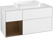 Тумба під раковину Villeroy & Boch Finion 120х50,1 см з підсвіткою МДФ білий глянцевий лак/скло біле матове F701GNGF