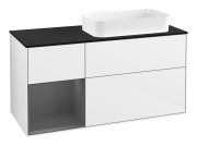 Тумба під раковину Villeroy & Boch Finion 120х50,1 см с подсветкой МДФ білий глянцевий лак/скло чорне матове G682GKGF