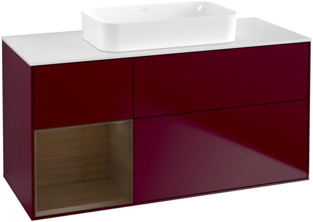 Тумба под раковину Villeroy & Boch Finion 120х50,1 см с подсветкой МДФ пион матовый лак/стекло белое матовое F701GNHB