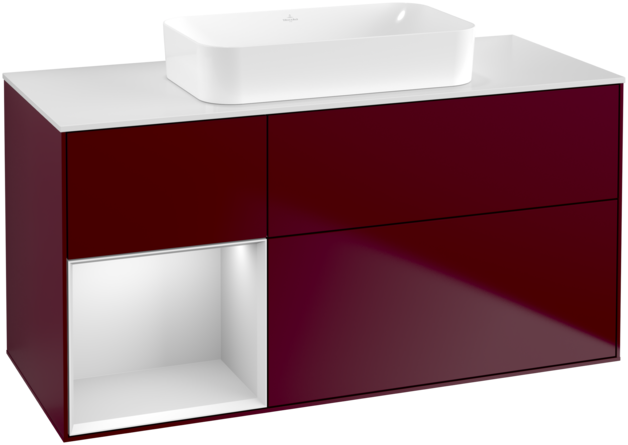 Тумба під раковину Villeroy & Boch Finion 120х50,1 см з підсвічуванням МДФ півонія матовий лак/скло біле матове F701MTHB