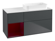 Тумба под раковину Villeroy & Boch Finion 120х50,1 см с подсветкой МДФ темно-синий матовый лак/стекло белое матовое G681HBHG