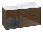 Тумба под раковину Villeroy & Boch Finion 120х50,1 см с подсветкой МДФ шпон грецкого ореха/стекло белое матовое G681HGGN