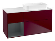 Тумба под раковину Villeroy & Boch Finion 120х50,1 см с подсветкой МДФ пион матовый лак/стекло белое матовое G681HGHB