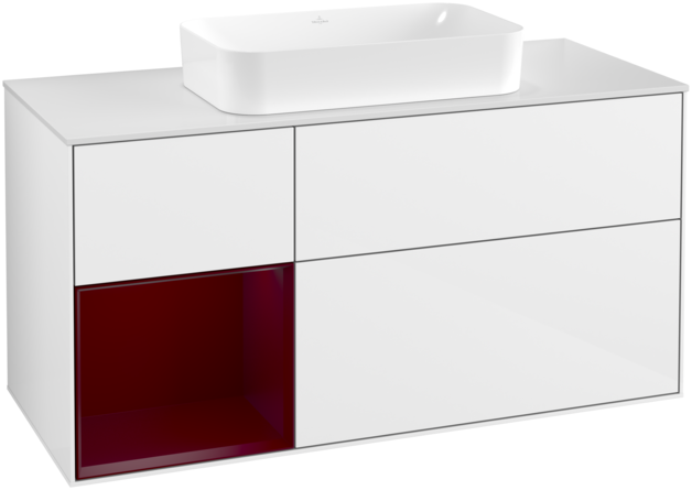 Тумба под раковину Villeroy & Boch Finion 120х50,1 см с подсветкой МДФ глянцевый белый лак/стекло белое матовое F701HBGF