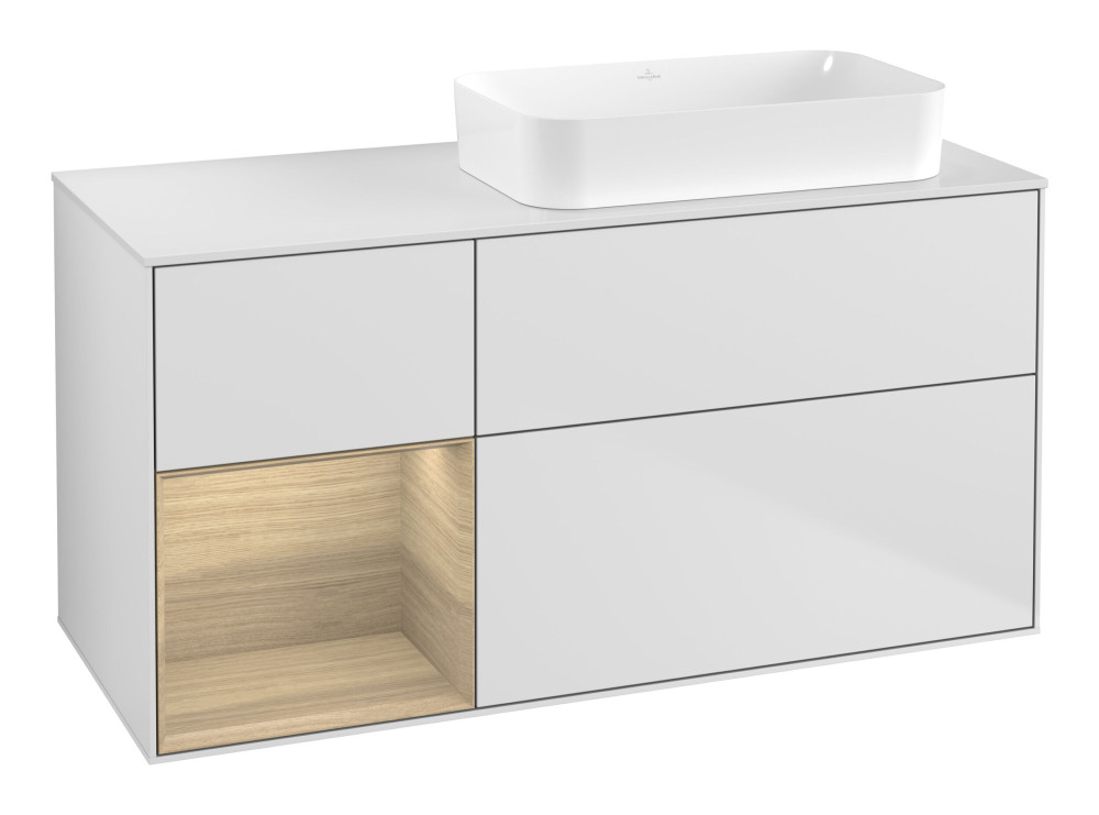 Тумба под раковину Villeroy & Boch Finion 120х50,1 см с подсветкой МДФ белый матовый лак/стекло белое матовое G681PCMT