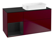 Тумба под раковину Villeroy & Boch Finion 120х50,1 см с подсветкой МДФ пион матовый лак/стекло черное матовое G682PDHB