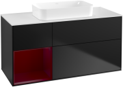 Тумба под раковину Villeroy & Boch Finion 120х50,1 см с подсветкой МДФ черный матовый лак/стекло белое матовое F701HBPD