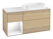 Тумба под раковину Villeroy & Boch Finion 120х50,1 см с подсветкой МДФ шпон дуба/стекло белое матовое G681GFPC