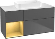Тумба под раковину Villeroy & Boch Finion 120х50,1 см с подсветкой МДФ антрацит матовый лак/стекло белое матовое F701HFGK