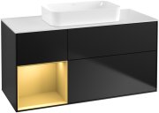 Тумба под раковину Villeroy & Boch Finion 120х50,1 см с подсветкой МДФ черный матовый лак/стекло белое матовое F701HFPD