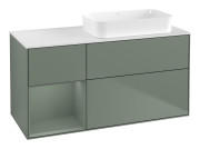 Тумба под раковину Villeroy & Boch Finion 120х50,1 см с подсветкой МДФ оливковый матовый лак/стекло белое матовое G681GMGM