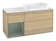 Тумба під раковину Villeroy & Boch Finion 120х50,1 см із підсвічуванням МДФ шпон дуба/скло біле матове G681GMPC