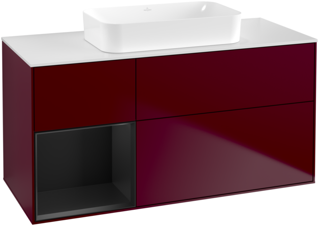 Тумба під раковину Villeroy & Boch Finion 120х50,1 см з підсвічуванням МДФ півонія матовий лак/скло біле матове F701PDHB