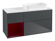 Тумба под раковину Villeroy & Boch Finion 120х50,1 см с подсветкой МДФ темно-синий матовый лак/стекло белое матовое G681HBHG