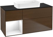 Тумба под раковину Villeroy & Boch Finion 120х50,1 см с подсветкой МДФ шпон грецкого ореха/стекло черное матовое F702GFGN