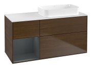 Тумба под раковину Villeroy & Boch Finion 120х50,1 см с подсветкой МДФ шпон грецкого ореха/стекло белое матовое G681HGGN