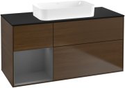 Тумба под раковину Villeroy & Boch Finion 120х50,1 см с подсветкой МДФ шпон грецкого ореха/стекло черное матовое FF702GKGN