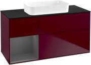 Тумба під раковину Villeroy & Boch Finion 120х50,1 см з підсвічуванням МДФ півонія матовий лак/скло чорне матове F702GKHB