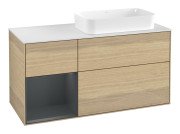 Тумба під раковину Villeroy & Boch Finion 120х50,1 см із підсвічуванням МДФ шпон дуба/скло біле матове G681HGPC