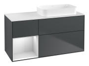Тумба під раковину Villeroy & Boch Finion 120х50,1 см з підсвічуванням темно-синй матовий лак/скло біле матове G681MTHG