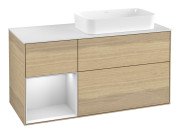 Тумба під раковину Villeroy & Boch Finion 120х50,1 см із підсвічуванням МДФ шпон дуба/скло біле матове G681MTPC