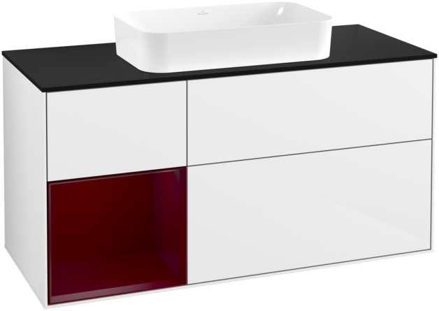 Тумба под раковину Villeroy & Boch Finion 120х50,1 см с подсветкой МДФ глянцевый белый лак/стекло черное матовое F702HBGF