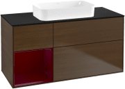 Тумба під раковину Villeroy & Boch Finion 120х50,1 см з підсвічуванням МДФ шпон волоського горіха/скло чорне матове F702HBGN