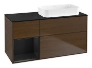 Тумба під раковину Villeroy & Boch Finion 120х50,1 см із підсвічуванням МДФ шпон волоського горіха/скло чорне матове G682PDGN