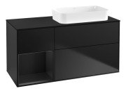 Тумба під раковину Villeroy & Boch Finion 120х50,1 см із підсвічуванням МДФ чорний матовий лак/скло чорне матове G682PDPD