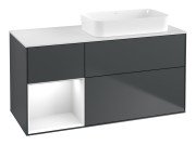 Тумба под раковину Villeroy & Boch Finion 120х50,1 см с подсветкой МДФ темно-синий матовый лак/стекло белое матовое G681GFHG