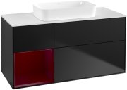 Тумба під раковину Villeroy & Boch Finion 120х50,1 см із підсвічуванням МДФ чорний матовий лак/скло біле матове F701HBPD